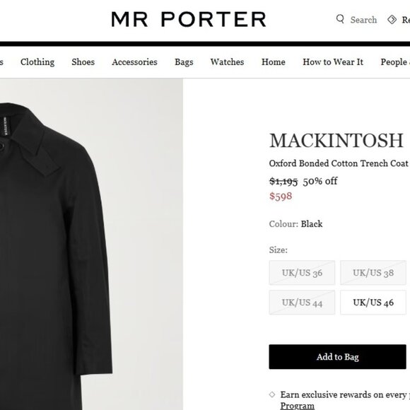 MACKINTOSHI black Oxford bonded cotton trench coat  size 40 $1195 + tax - Picture 2 of 16